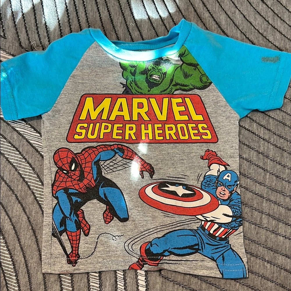 Marvel Blue and Gray Short Sleeve Tee
